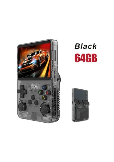 En İyi R36s R36h Retro El Video Oyun Konsolu Linux Sistemi 3.5 Inç Ips Ekran R36s Black-64g