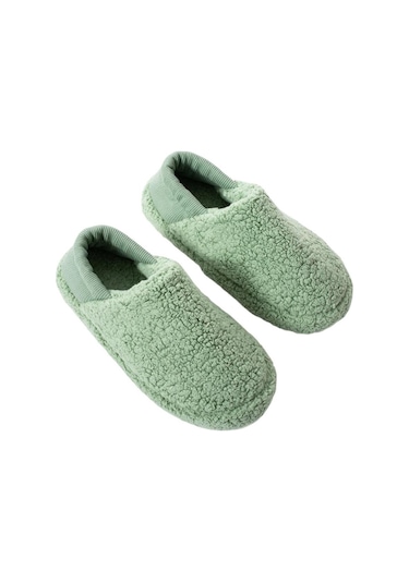 Kadın Lastikli Kaymaz Taban Peluş Havlu Kumaş Ev Ayakkabısı Panduf Yeşil-yeşil Yeşil