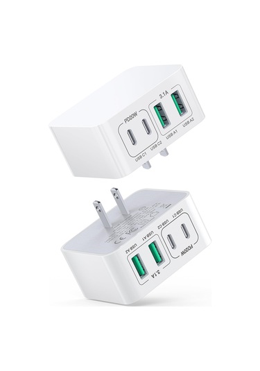 Usb C Şarj Cihazı İnce Düz 40w 4 Portlu Duvar Şarj Cihazı 2 Pack Tip C Fast Charger Cube