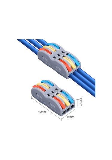 Wozlo Hızlı Kablo Ekleme Birleştirme Aparatı - Üçlü Klemens - 10 Adet