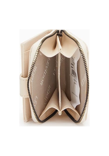 Levidor Fermuarlı Kadın Cüzdan - Krem Krem