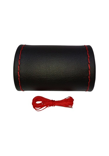 Citroen C4 2004-2010 Uyumlu Direksiyon Kılıfı Dikmeli Siyah Deri / Kırmızı Dikişli