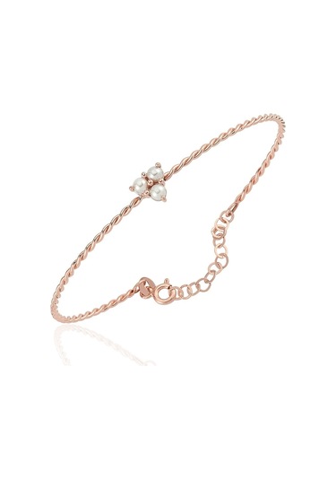 Altın Bilezik - Mini İncili Burgu 14 Ayar Altın Bilezik Pembe