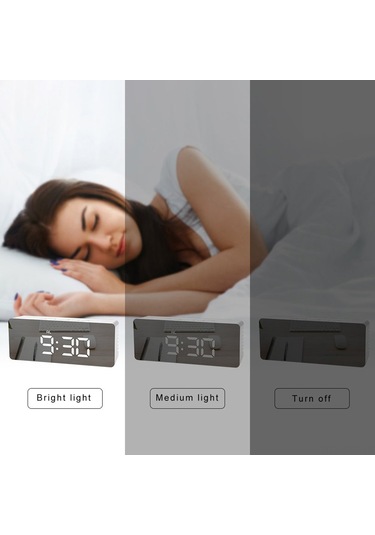 Springsun Beyaz Led Dijital Alarm Saat, Çocuklar İçin Sessiz, Usb/aaa Pil Beslemeli, Ayna Desenli Masa Saati Pil Dahil Değil