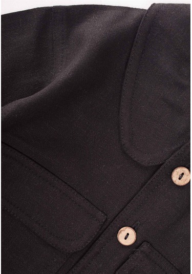 Cigit Sarh Keten Düğmeli Ceket 2-6 Yaş Siyah Siyah