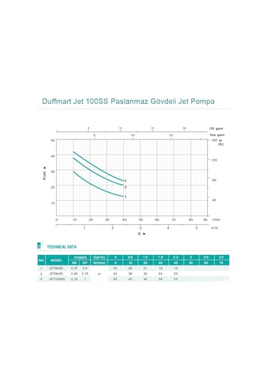 Duffmart Jet 100Ss Paslanmaz Gövdeli Jet  Pompa