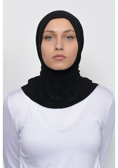 Çıtçıtlı Hazır Eşarp Hijap Siyah