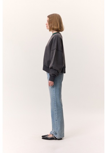 Yıkama Efektli Sweatshırt Antrasit Antrasit