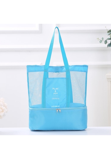 Açık Saklama Çantası, Taşınabilir Omuz Çift Kullanımlı Piknik Çantası Buz Çantası Mavi