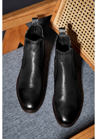 Ducavelli Edinburg Hakiki Deri Kaydırmaz Taban Chelsea Günlük Bot Siyah