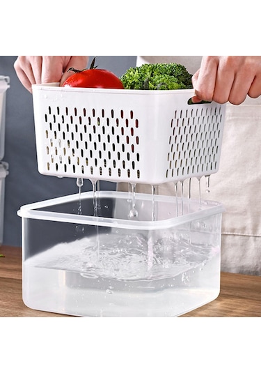 Suntek Magideal Buzdolabı Süzgeçli Saklama Kabı Beyaz