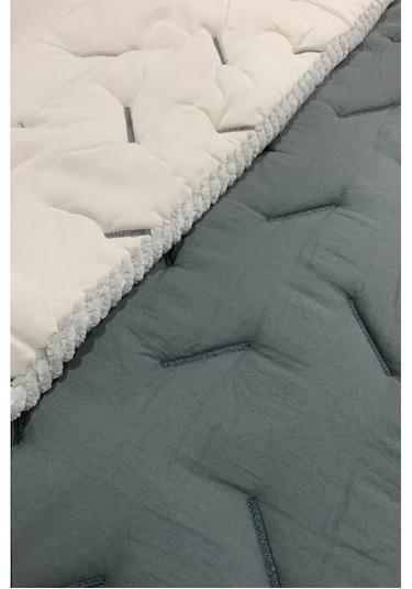 Zen Comfort Dolgulu Çift Yön Çift Kişilik Yatak Örtüsü Koyu Gri