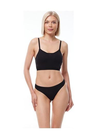 Malabadi Kadın Siyah 2 Li Paket Modal String Tanga 186 Siyah