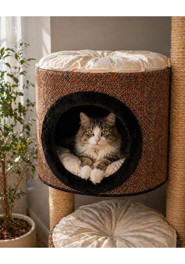 Terra Çok Katlı Kedi Evi Tırmalama Direkli Modern Kedi Yuvası