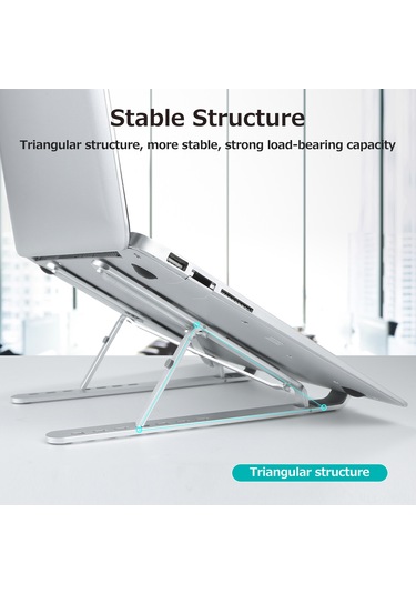 Yuntech01 Alüminyum Foldable Bilgisayar Ayakçısı 7 Seviye Yükseklik Ayarlı Soğutma Desteği Gümüş