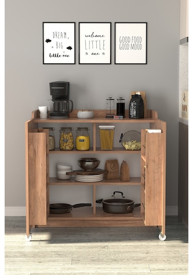 Bofigo Gökçe Çok Amaçlı Erzak Kiler Mutfak Dolabı Çam