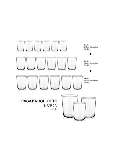 Paşabahçe Otto 18 Parça Su Meşrubat ve Kahve Yanı Su Bardak Seti