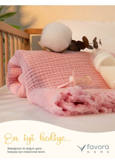 Favora Pamuk 4 Katlı Müslin Bebek Örtüsü 110x110 Cm - Pembe