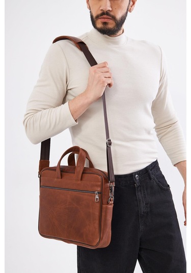 Derinss Dub3075 Hakiki Deri Camel Macbook Ve Notebook Çantası 001