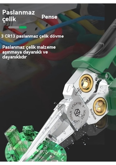 Fastbuy Çok Fonksiyonlu Paslanmaz Elektrikçi Pensesi La324108 - Elektriği Ölçer - Yeşil La324108