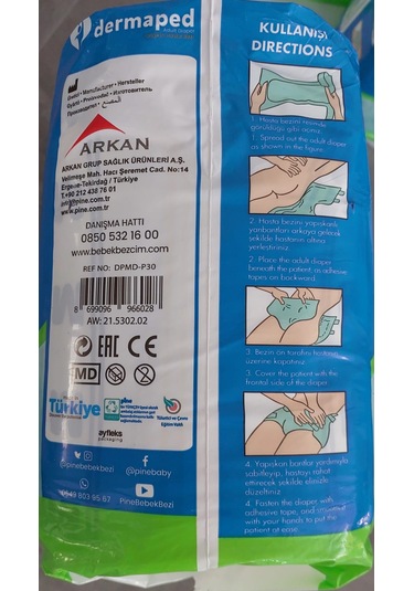 Dermaped 9 Damla Belbantlı Hasta Bezi Xlarge 60 Adet XL