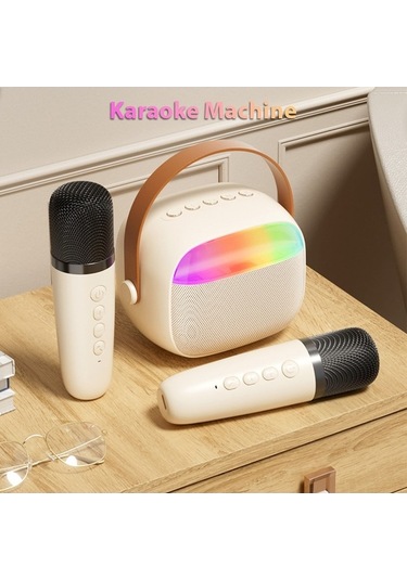 Besthome1 K30 Beyaz Bluetooth 5.0 Hoparlör, 7 Renkli Işık, 6w Güç, Mekanik Mikrofonlu K歌