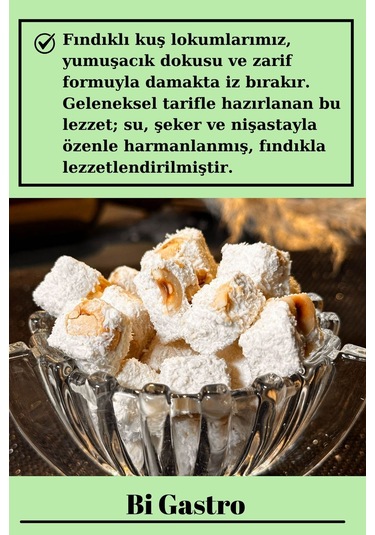 Sütlü Fındıklı Çifte Kavrulmuş Kuş Lokumu - Türk Lokumu - 400 Gr
