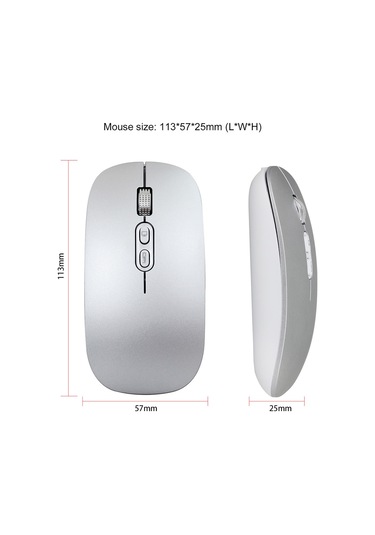 Springsun M103 Şarj Edilebilir Kablosuz Fare 2.4g Kablosuz Fare Ultra İnce Sessiz Fare 3 Ayarlanabilir Dpı Dahili 500mah Pil Gümüş