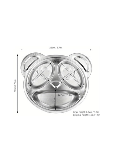 Paslanmaz Çelik Panda Şekilli Yemek Tabağı - Karikatür Tasarım