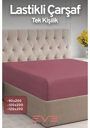 Eve Tekstil %100 Doğal Pamuk Tek Kişilik Rainforce Kumaş Lastikli Çarşaf Ve Yastık Kılıf Set Gül Kurusu