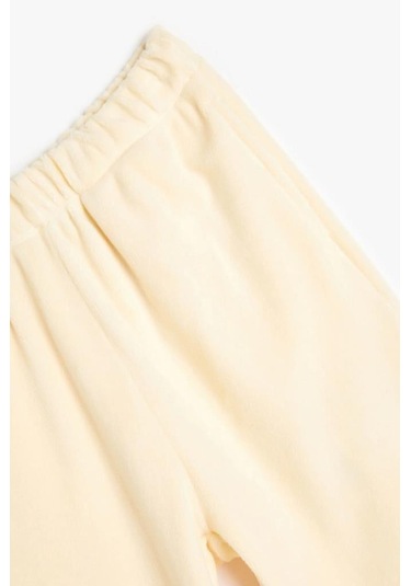 Koton Kız Çocuk Basic Jogger Eşofman Altı Beli Lastikli Ekru