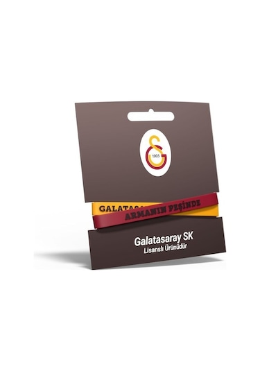 Galatasaray Orijinal Lisanslı Armanın Peşinde 2'li Yetişkin Bileklik Kişiye Özel Ahşap Kutulu Sarı - Kırmızı