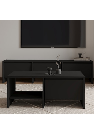 Laris Kapaklı Orta Sehpa 90 Cm Modern Tasarım Siyah