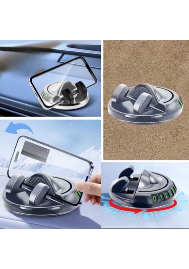 Numaratörlü Güçlü Yapışkanlı 360 Derece Dönebilen Su Geçirmez Araç İçi Telefon Tutucu Plastik Aparat