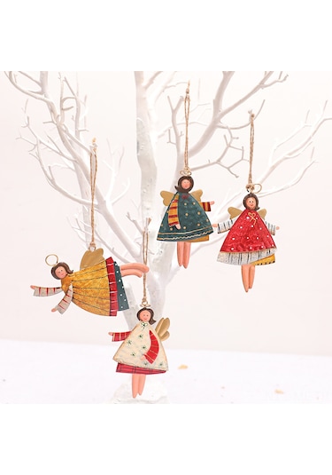 Mufunye Noel Ağaçları İçin Demir İşçilikli Rengine Boyanmış Melek Figürü Askı, Ev Dekorasyonu Aksesuarı, Pratik Ve Güvenilir Kullanım