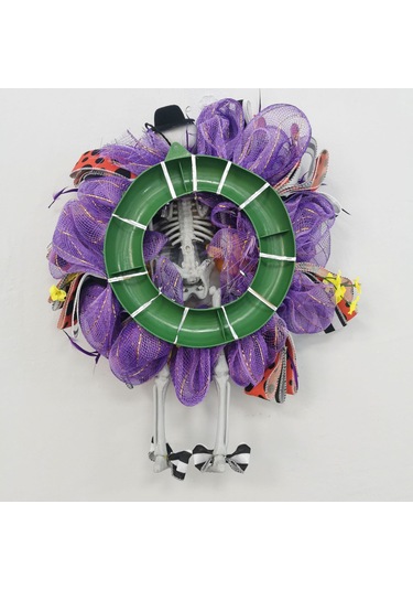 Hfambition Korkunç Halloween Gövde Simgeliği Yuvarlak Çiçek Ağı, Ev Kapısı Dekorasyonu, Korku Atmosferi Oluşturucu Unsur, Kalanpapağan Desenli, Ev Dekoru Aracı Çok Renkli