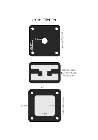 Metal Mobilya Ayağı 8 Cm Ayna Krom 4 Lü Set 40x40 Kare Profil Tv Ünitesi Kanepe Koltuk Yükseltici Mat Siyah 8 Cm