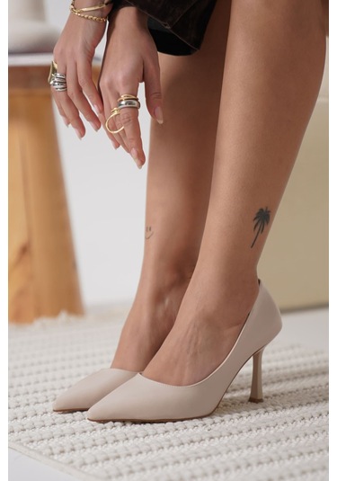 Zelena Kadın Mat Bej Stiletto Bej