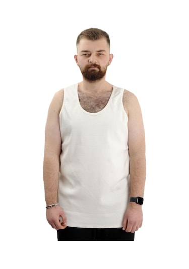 Mode Xl Büyük Beden Erkek Kolsuz Atlet 6341 Ekru
