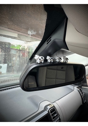 4 Parça Sevimli İnek Ailesi Dikiz Aynası Süsü - İnek Ayna Süsü Araba Süsü Torpido Süsü Oto Aksesuar