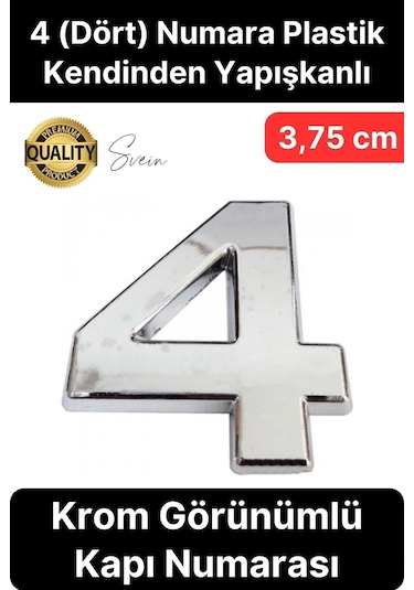 No 4 Kapı Numarası Kendinden Yapışkanlı Masa Dolap Plastik Ev Posta Kutusu Dış Mekan Daire 3,75 Cm