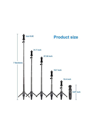 Uzaktan Bluetooth Selfie Çubuğu, Bluetooth Uzaktan Kumandalı Tripod Monopod Selfie Çubuğu