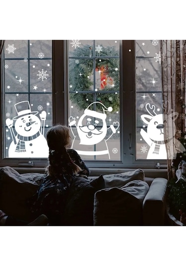 Noel Yeni Yıl Happy Christmas Yılbaşı Sevimli Geyik Noel Baba Sevimli Kardan Adam Sticker Seti