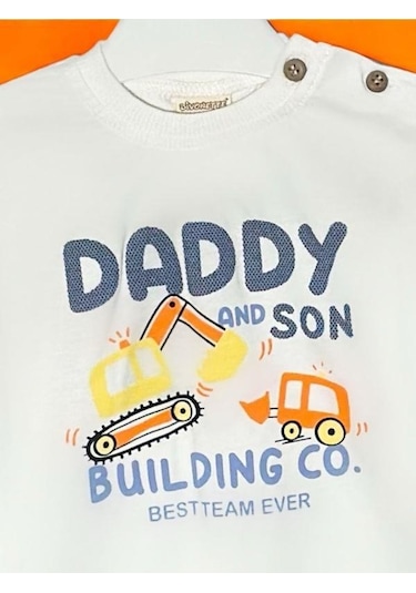 Divonette Erkek Bebek Baskılı Omuzdan Düğmeli T-shirt-15695 Krem