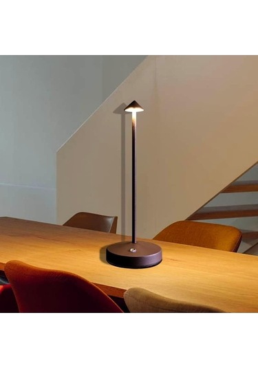 Şarj Edilebilir 2'li Led Masa Lambası Seti, Taşınabilir Gece Aydınlatması, 2 Seviye Parlaklık, Modern Tasarım Kahverengi Kahverengi