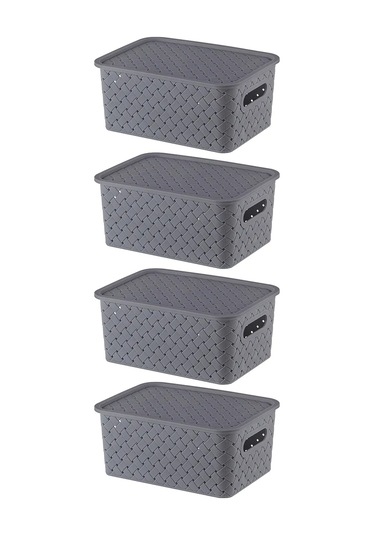 El Casa Kapaklı 4'lü Depolama Sepeti, 3 Litre 40402849 Gri