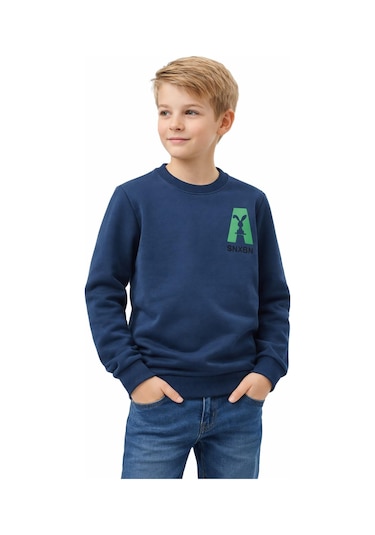 Baglan Erkek Çocuk Önü Baskılı Sweatshirt Bgl-st05234 Petrol