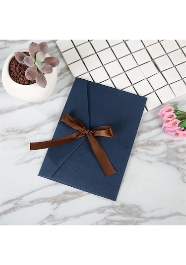 Lacivert Yüksek Dereceli Inci Kağıt Damgalama Batı Tarzı Güçlendirilmiş Düğün Davetiyesi Tebrik Kartları Hediye Zarfları 10 Pcs