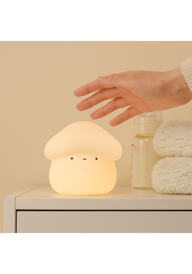 Youtek Islak Mantar Şekilli Led Gece Lambası - Dokunmatik Açma/kapama, 15/30 Dakika Gecikmeli Kapatma, İki Seviye Parlaklık Ayarlaması, 2600k Sıcak Beyaz Işık, 1w Beyaz