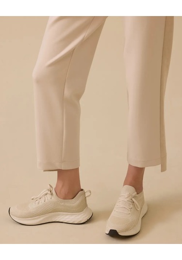 Elastik Bel Süet Detaylı Pantolon Scl Bej